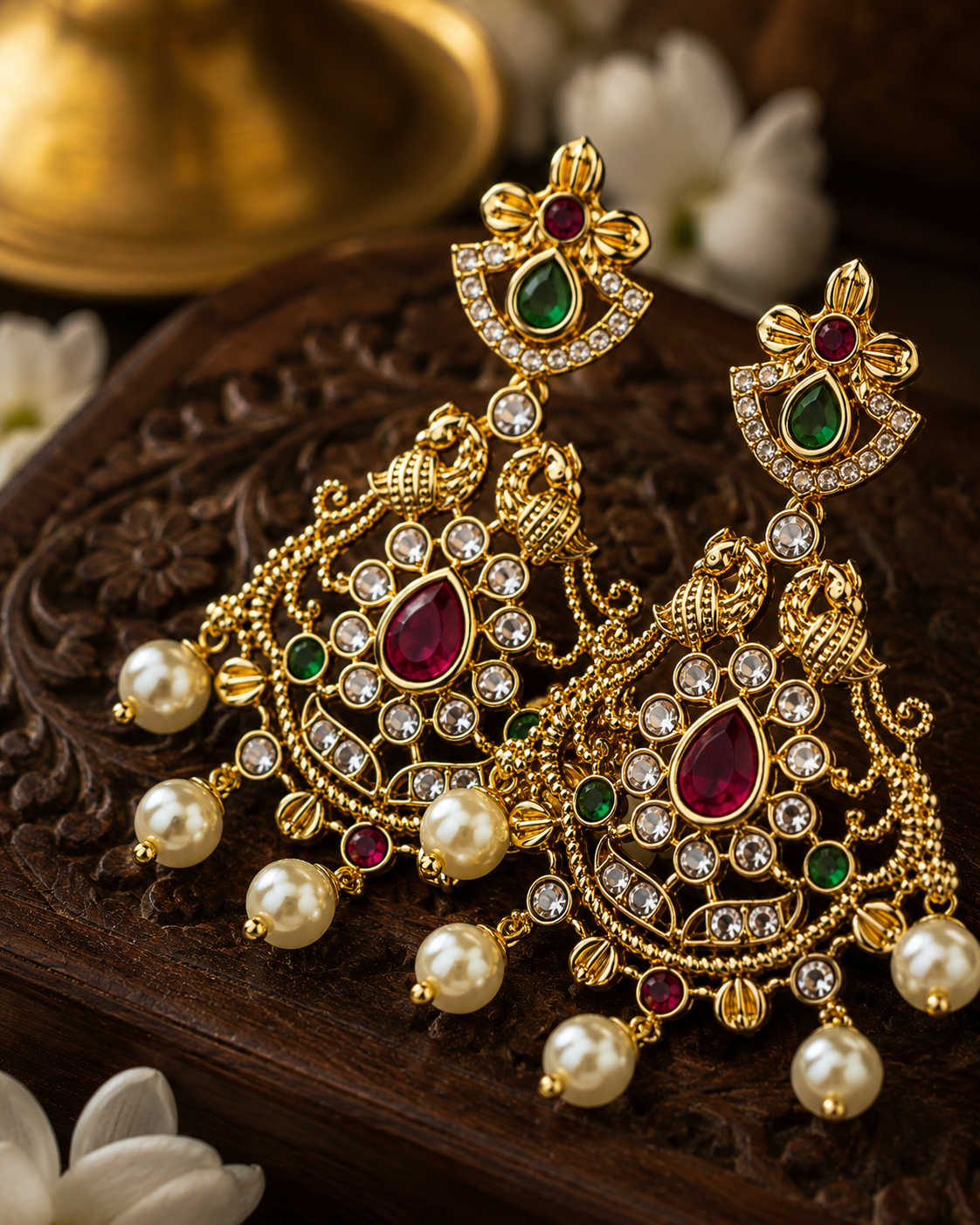 Ratna Mayura Chandrika Earrings