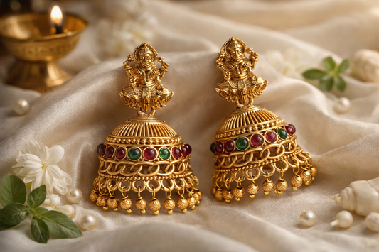 Lakshmi Ruby-Emerald Temple Jhimikki