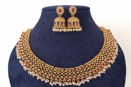 Antique Handcrafted Mesh Necklace Set
