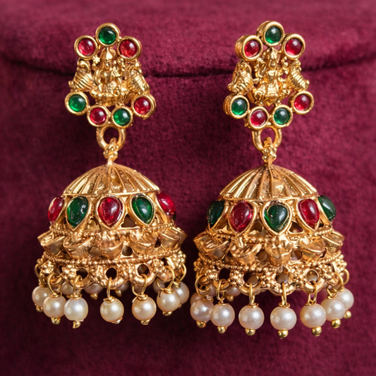 Temple Lakshmi Pendant Necklace Set