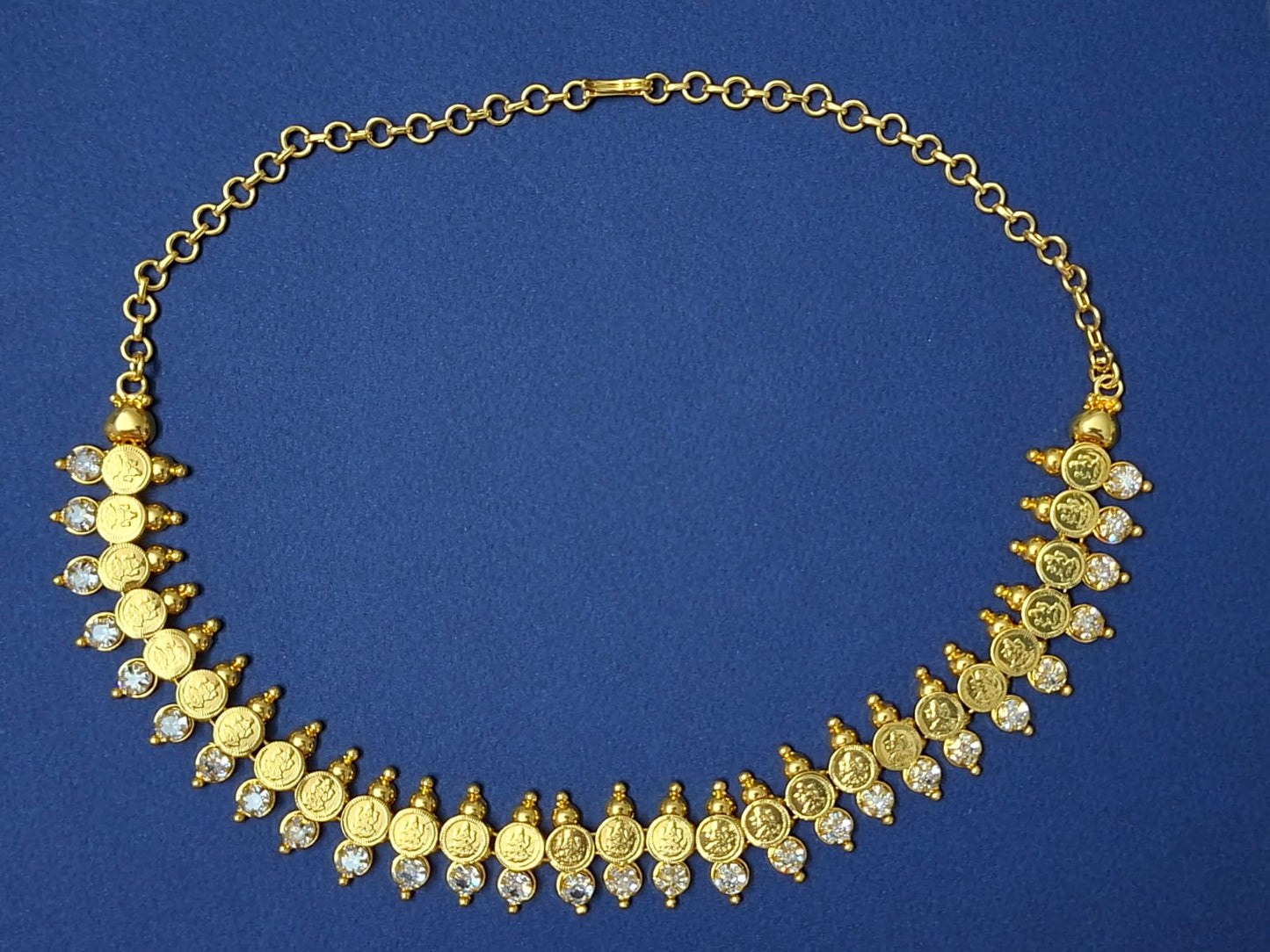 Lakshmi Coin & American Diamond-Tone Drop Necklace