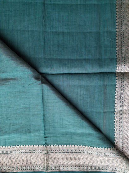 Attached self-colour running blouse with antique zari border, Vanashree Varnam
