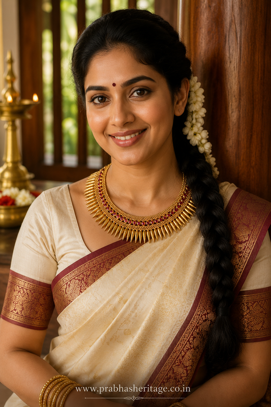 Mulla Mottu Necklace with Ruby tone