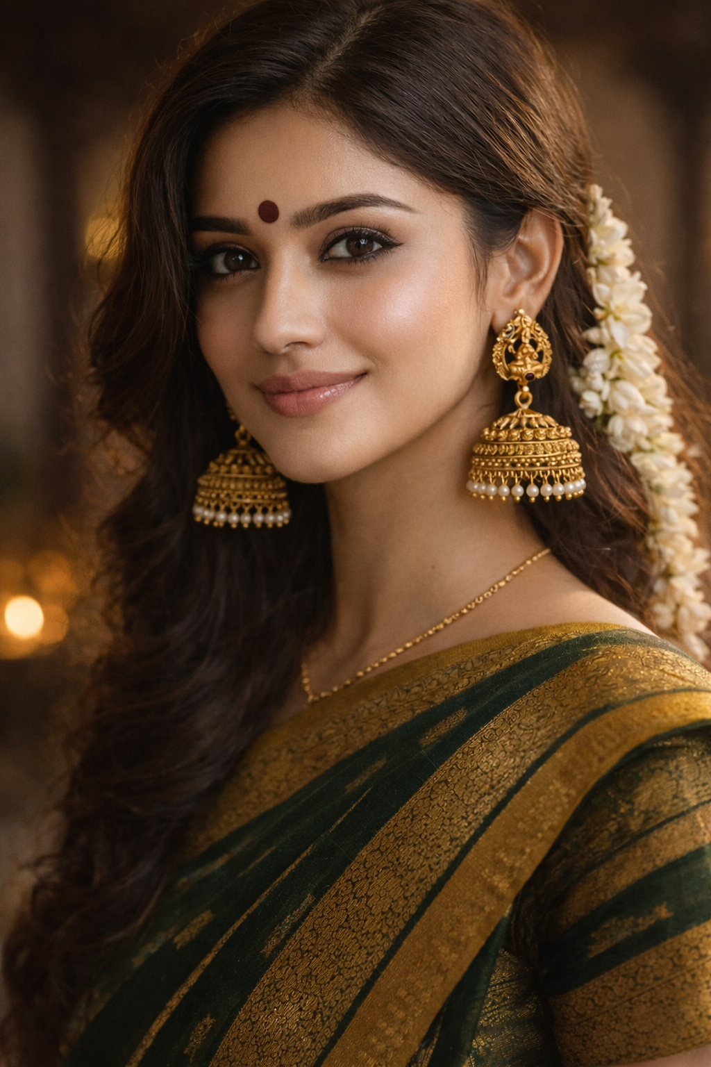Lakshmi Heritage Temple Jhimikki w/Pearl Drops