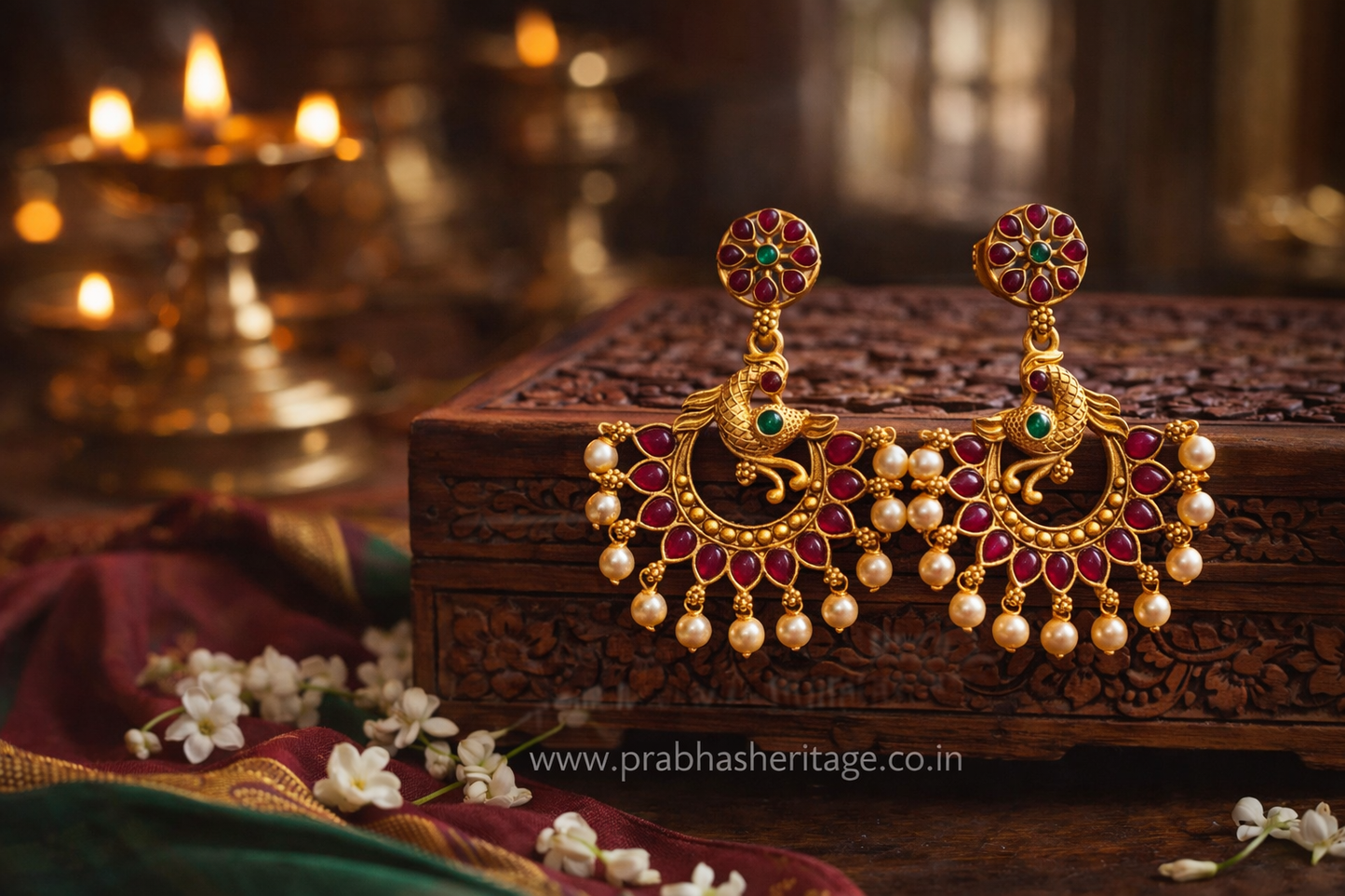 Mayura Chakra Kammal with Pearls