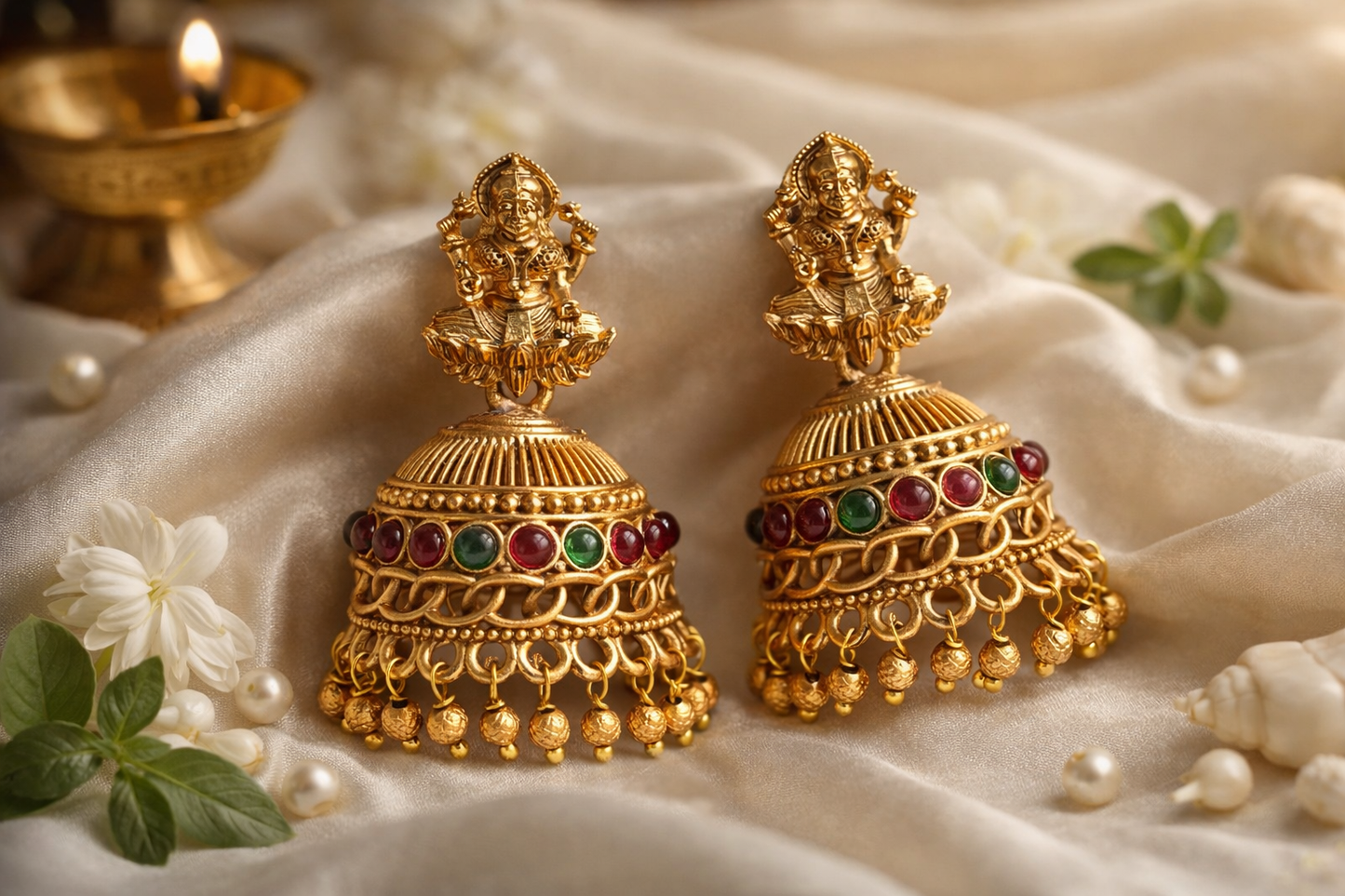 Lakshmi Ruby-Emerald Temple Jhimikki