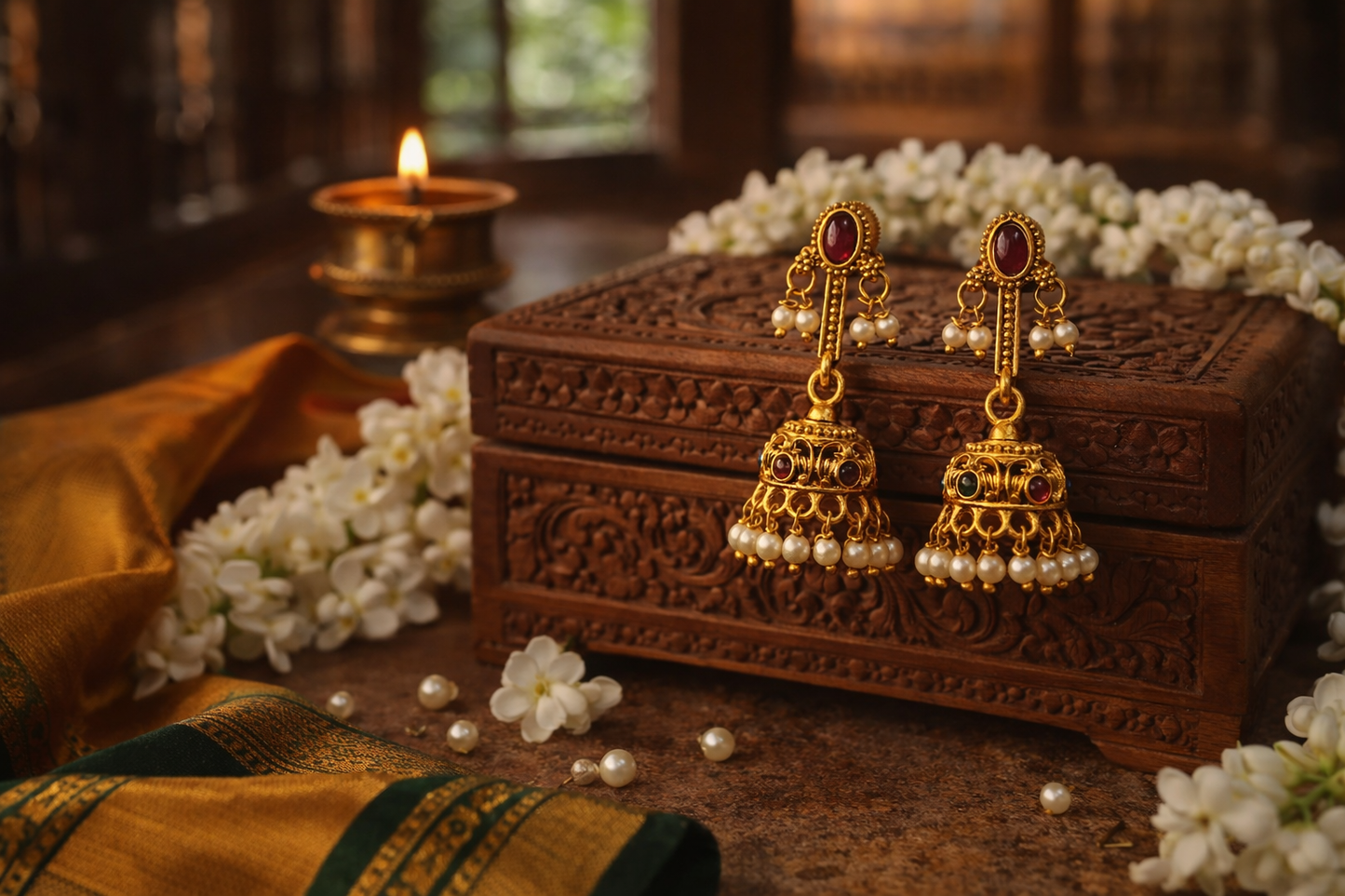 Ruby Pearl Classic Temple Jhimikki