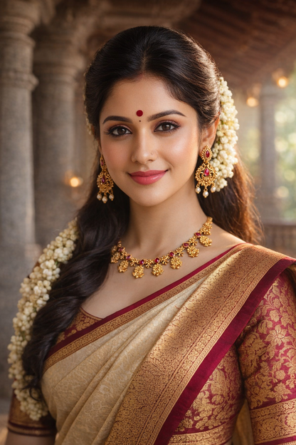 Ruby Tone Temple Necklace Set