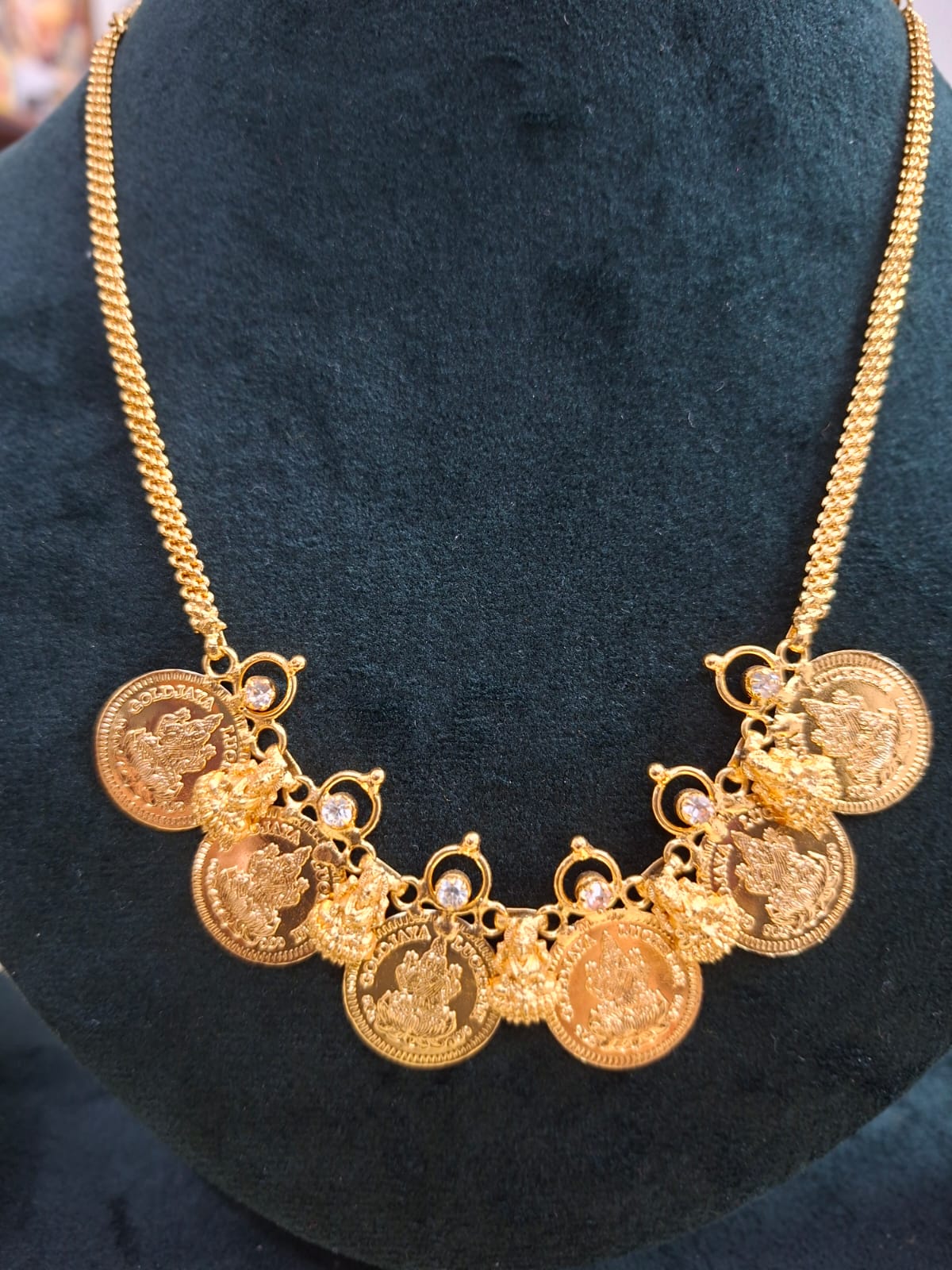 Lakshmi White Stoned Kaasu Mala