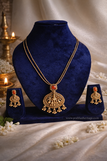 Lakshmi Mayura Antique Temple Necklace Set
