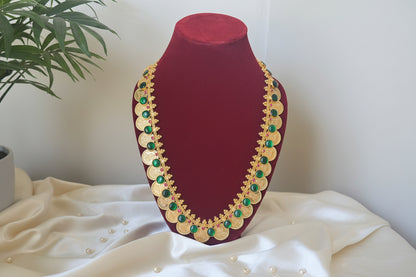 Lakshmi Coin and Emerald toned Pendant Haram