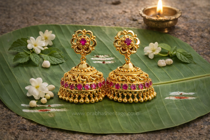 Pavizham Floral Ruby Jhimikki