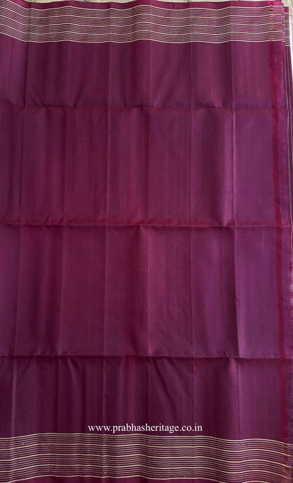 Plain deep plum blouse piece with no zari border