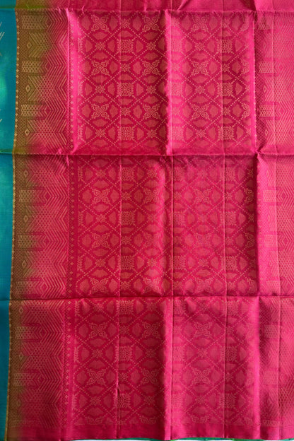 Rani pink pallu richly worked with traditional gold zari motifs