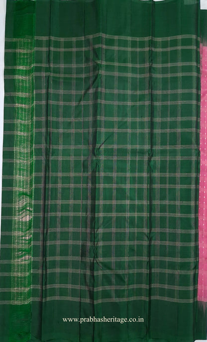 Coordinated bottle-green blouse piece with a fine checked pattern