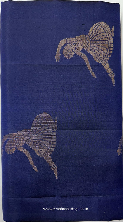 Neela Nritya Tarangini short-folded to show the body and gold zari border