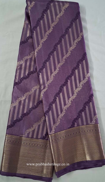 Full length of the saree long-folded, showing body, border and pallu