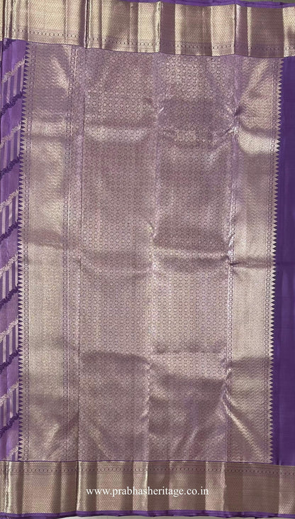Pallu with an extensive gold-toned woven field and geometric detailing
