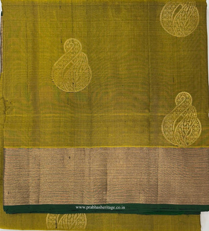 Full length of the saree long-folded, showing body, border and pallu